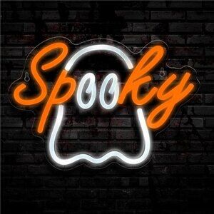 Halloween Ghost Neon Sign Acrylic LED Spooky Light Cute Wall Hanging Widow Door